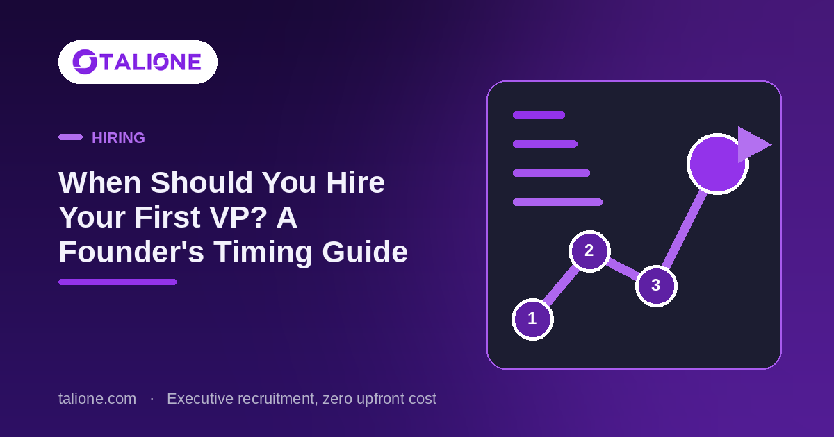 Talione article cover: When Should You Hire Your First VP? A Founder's Timing Guide